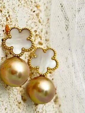 Alhambra Brown Clover 18K Gold Stainless Steel Waterproof Earrings